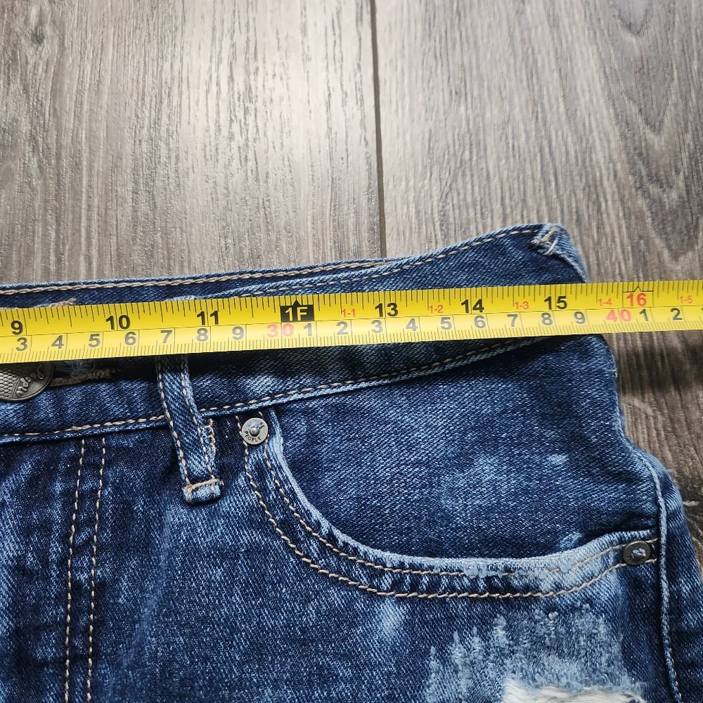 Free People Lacey Lace High Rise Denim Distressed Shorts 27